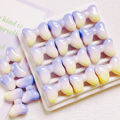 10pcs 25mm UV Finish Gradient Bow Acrylic Beads 4