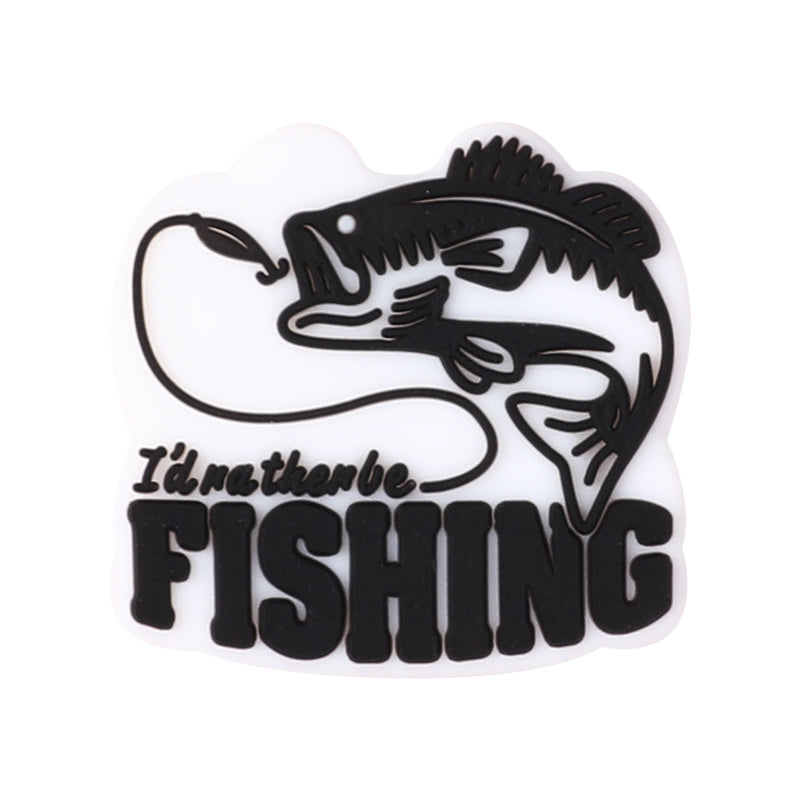 20Pcs Silicone Focal Beads Fishing Theme Printed Text Designs 13
