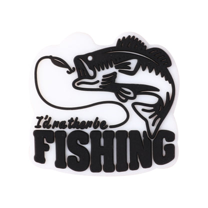 20Pcs Silicone Focal Beads Fishing Theme Printed Text Designs 13