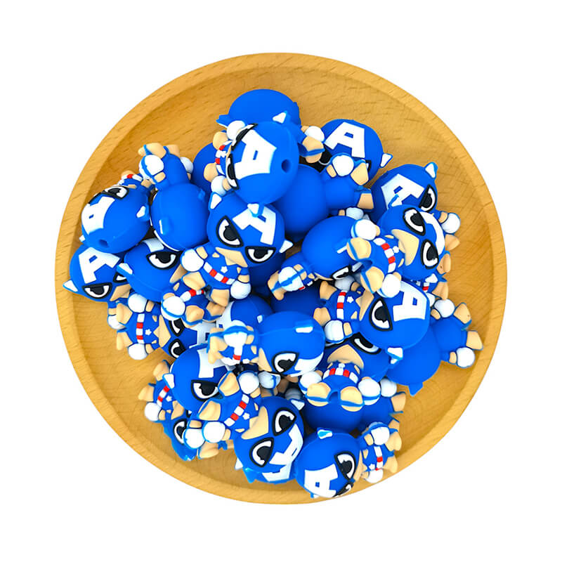 Silicone 3D Focal Beads Blue Alien Character Large Ears Front Facing 2