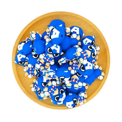 Silicone 3D Focal Beads Blue Alien Character Large Ears Front Facing 2