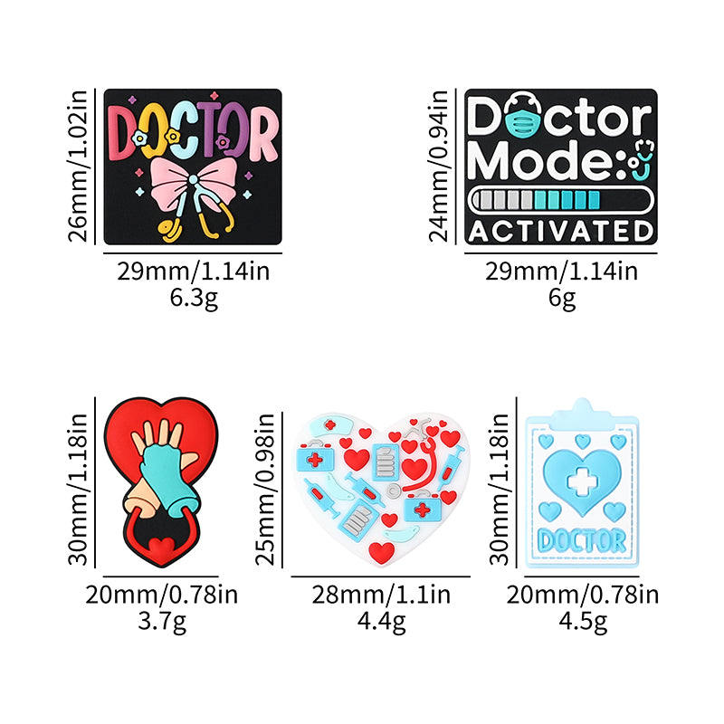20Pcs Silicone Focal Beads Doctor Medical Heart Clipboard Detail 9