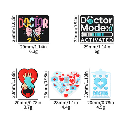 20Pcs Silicone Focal Beads Doctor Medical Heart Clipboard Detail 9