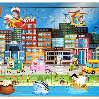 Wooden Puzzle Educational Toy Digital Early Learning 100 Pieces 12