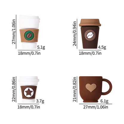 20Pcs Silicone 3D Focal Beads Coffee Cup Five Pointed Star Heart Designs 9