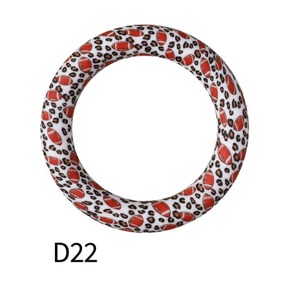 65mm Printed Silicone Beads Ring Shape Printed Design 28
