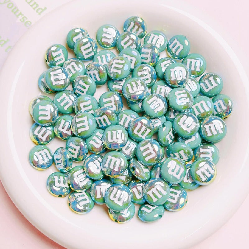 10pcs 14mm M Beans Acrylic Beads Jewelry Making Craft Supplies 7