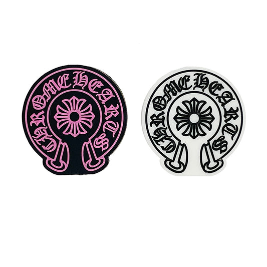 20pcs Silicone Focal Beads Chrome Heart Circular Design