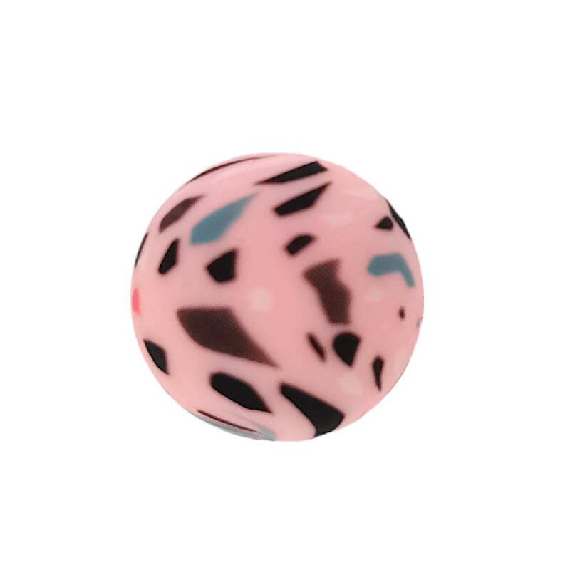 50pcs 15mm Terrazzo Silicone Beads Printed Design 10