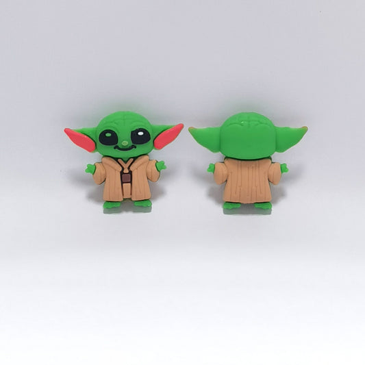 20Pcs Silicone 3D Focal Beads Green Alien Baby Large Ears Smiling Embrace