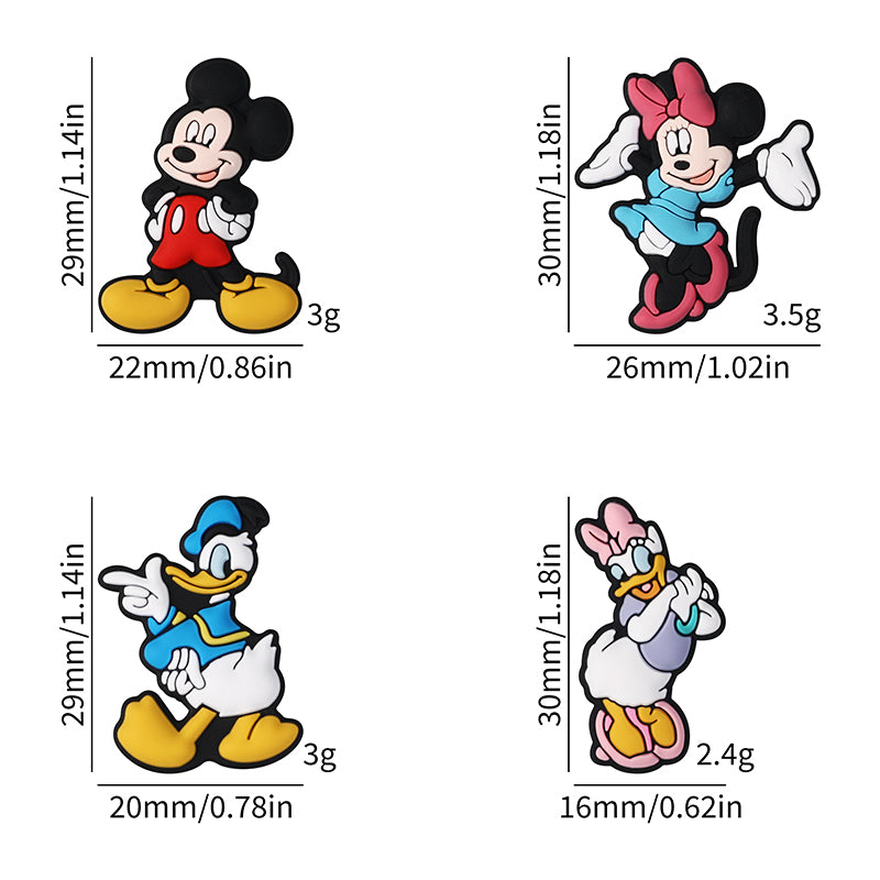 20Pcs Silicone Focal Beads Round Ear Mouse Character Hands on Hips Pose 5