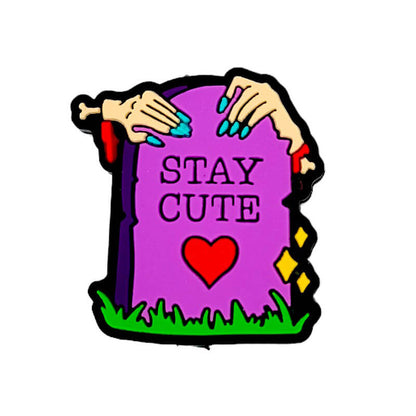 Silicone Focal Beads Halloween Tombstone with Hands and Heart