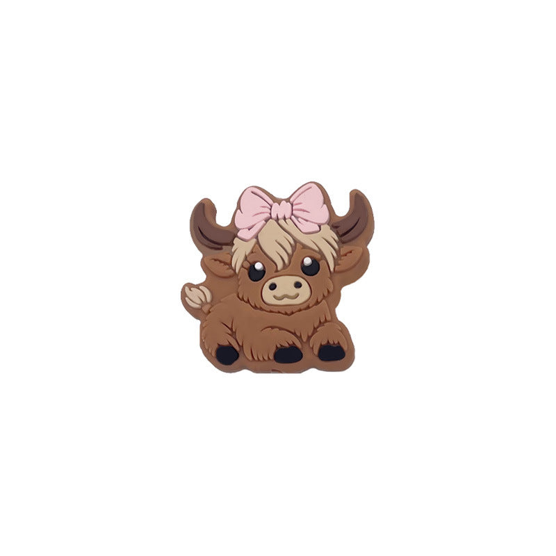 20pcs Silicone Focal Beads Bady Highland Cow Girl and Boy With Hats 8