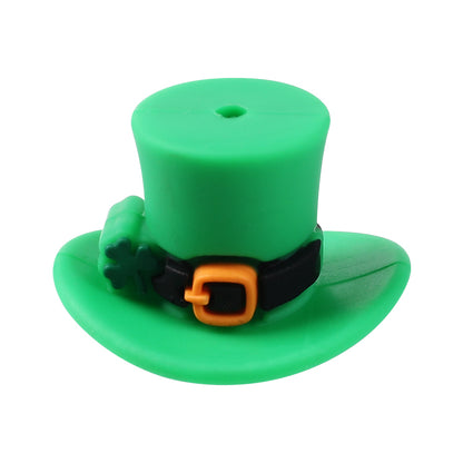 Silicone 3D Focal Beads St Patrick Day Green Lucky Cap With Clover Detail 7