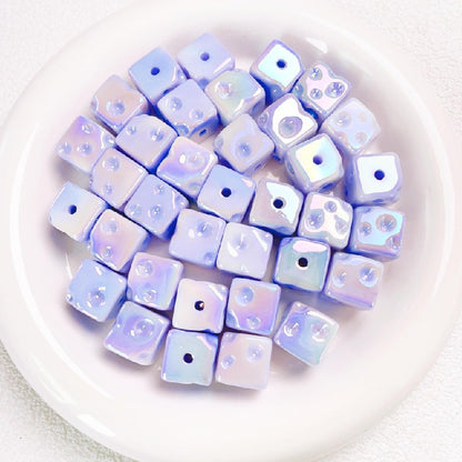 10pcs 14.5mm Light In The Dark Acrylic Cheese Cube Beads 8