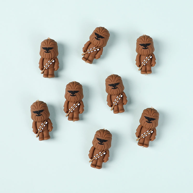 Silicone 3D Focal Beads Brown Alien Character Large Ears Side Profile 6