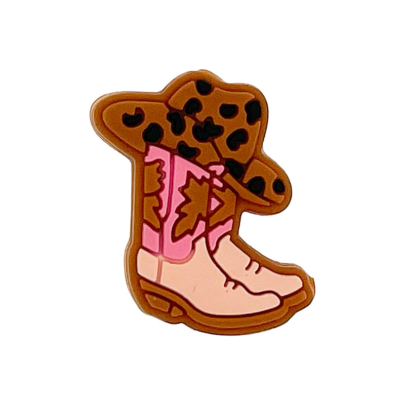 20pcs Silicone Focal Beads Western Boots Leopard Print Top 2
