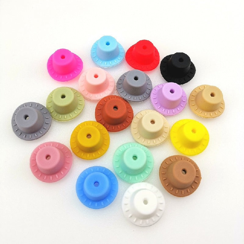 50pcs Silicone Focal Beads Cowboy Hat With Hole Center 4
