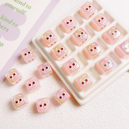 10pcs 14mm Funny Expression Square Acrylic Beads Jewelry Making 8