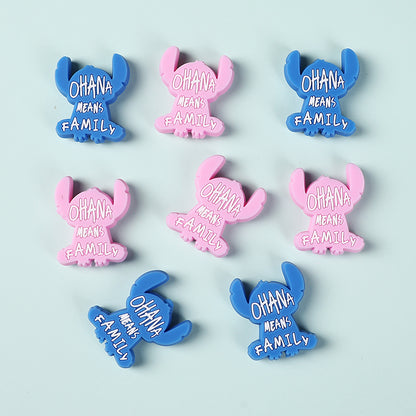 Silicone Focal Beads Blue Alien Character Large Ears Pink Blue Letters Stitch 2