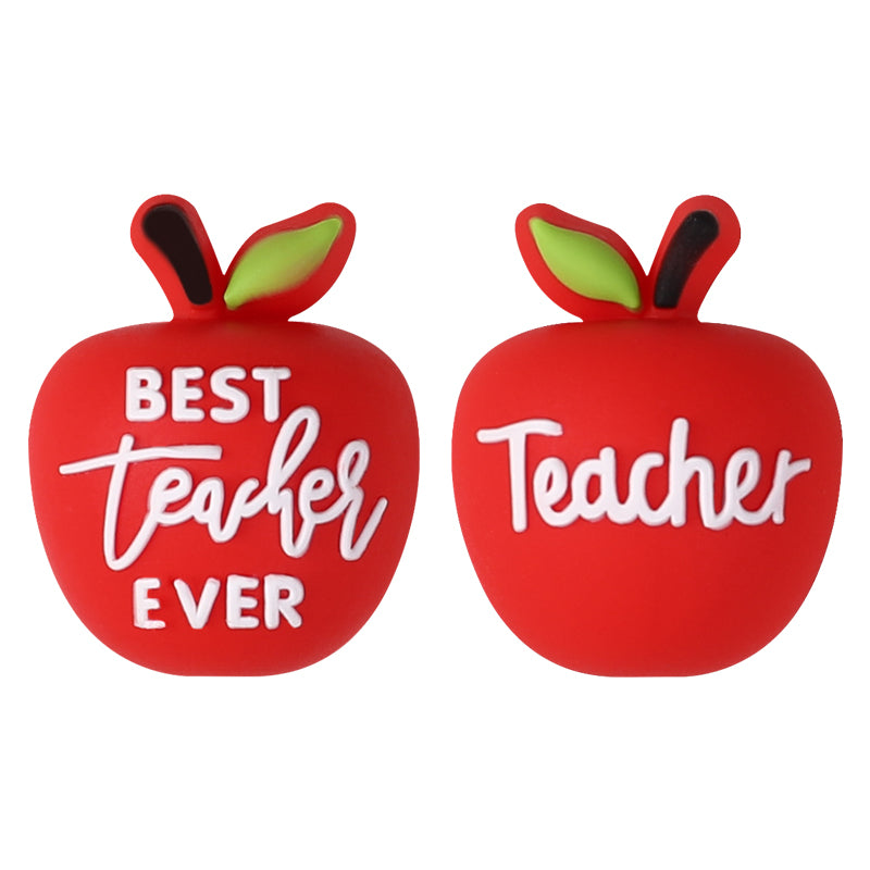 20Pcs Silicone 3D Focal Beads Teacher Series Pencil and Gnome Designs 15