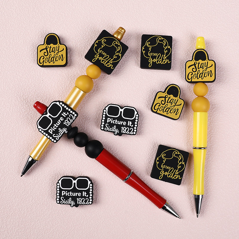 Silicone Focal Beads The Golden Girl Gold Bag and Text Detail 7