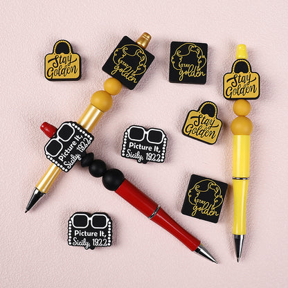 Silicone Focal Beads The Golden Girl Gold Bag and Text Detail 7