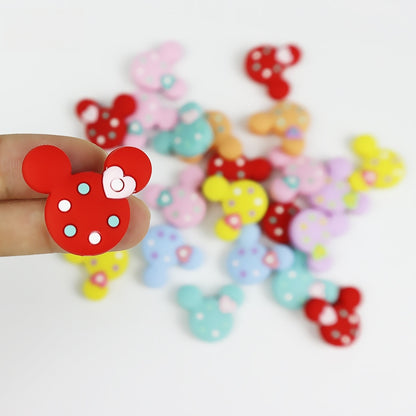Silicone Focal Beads Round Ear Mouse Character with Polka Dot Detail 4