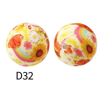50pcs 15mm Rhombus Printed Silicone Beads Multi Color Design 42