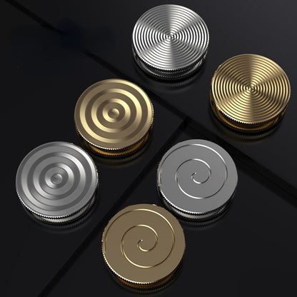 Stainless Steel Fidget Spinner Pendant Necklace with Spiral Ripple Design