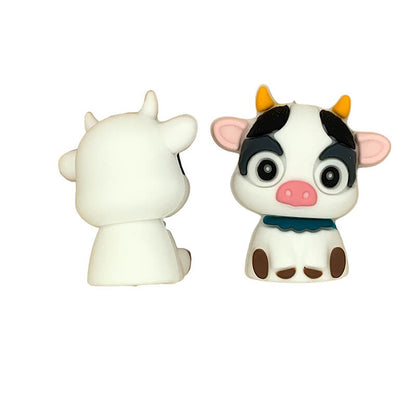 Silicone 3D Focal Beads Cute Cow Sitting Pose