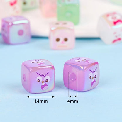 10pcs 14mm Funny Expression Square Acrylic Beads Jewelry Making 4