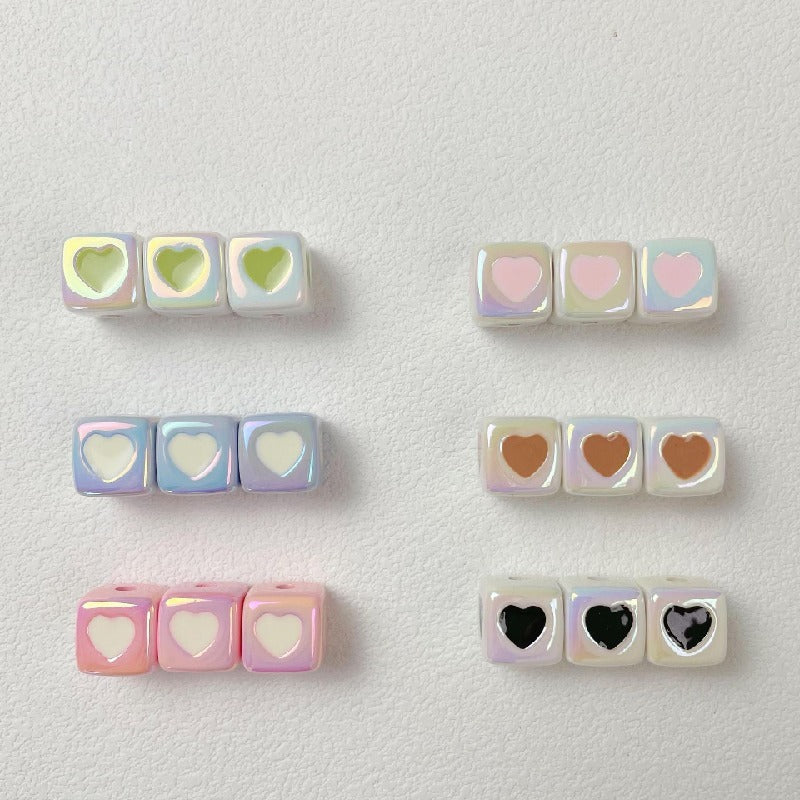 10pcs 12mm Heart Cube Acrylic Beads DIY Bracelet Making 5