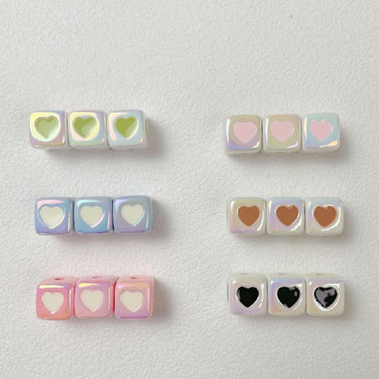 10pcs 12mm Heart Cube Acrylic Beads DIY Bracelet Making 5