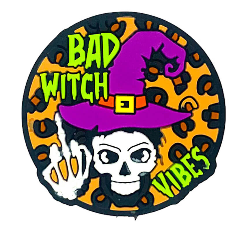 Silicone Focal Beads Bad Witch Vibes With Printed Text