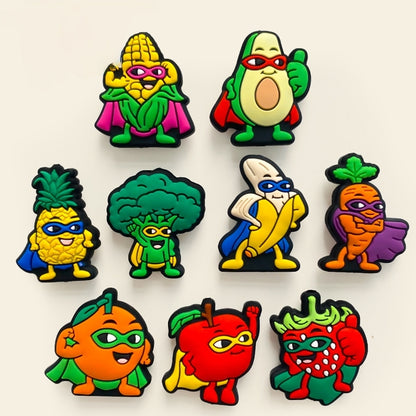 20Pcs Silicone 3D Focal Beads Fruit Superhero Characters with Cape Pose