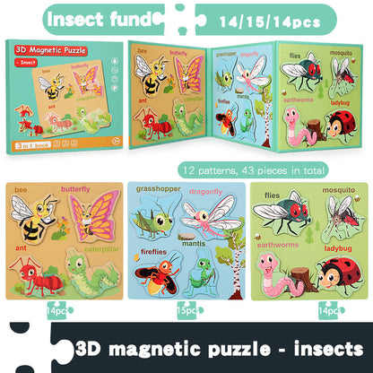 Children's 3D Magnetic Animal Puzzle Educational Paper Toy 8