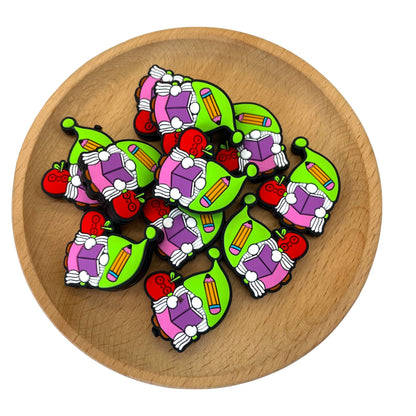 20pcs Silicone Focal Beads Book Theme Reading Gnome with Apple 2