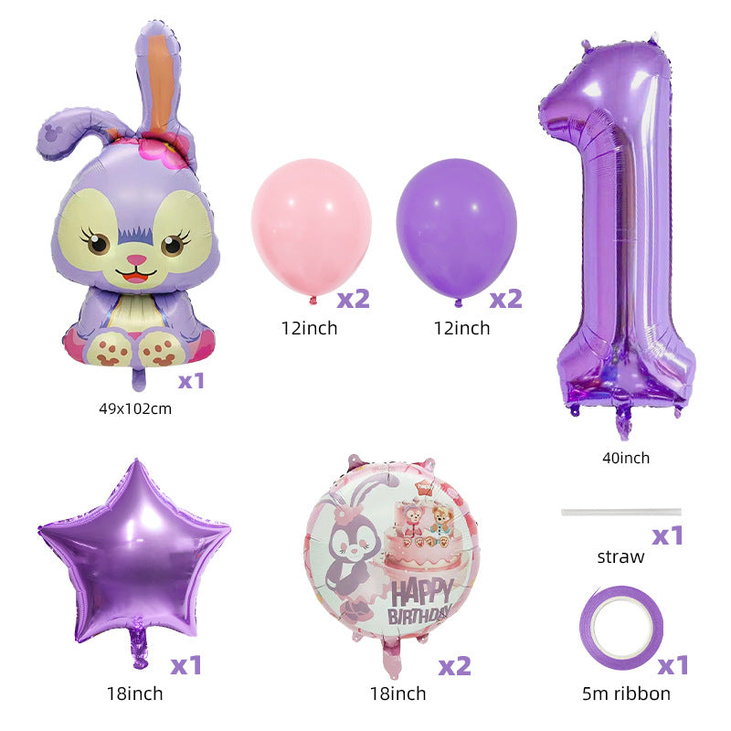StellaLou Bunny Foil Balloon Birthday Party Decoration Set 2