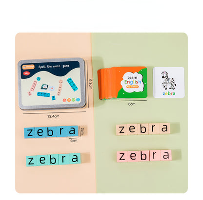 Wooden Montessori Toys English Card Spelling Cube for Kids 11
