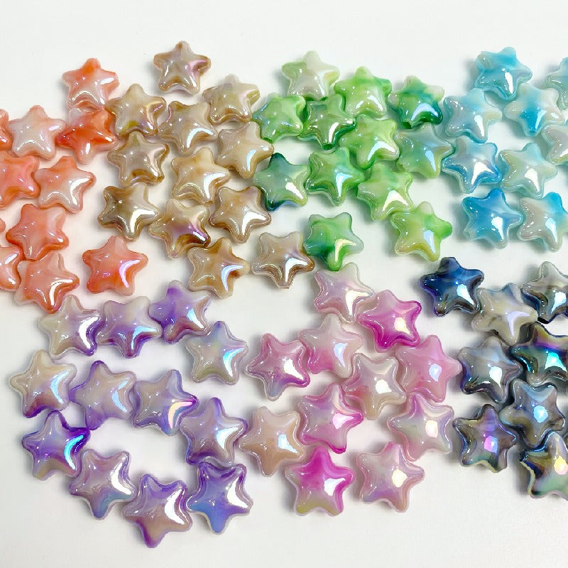 50pcs 22x10mm UV Finish Gradient Star Acrylic Beads 3