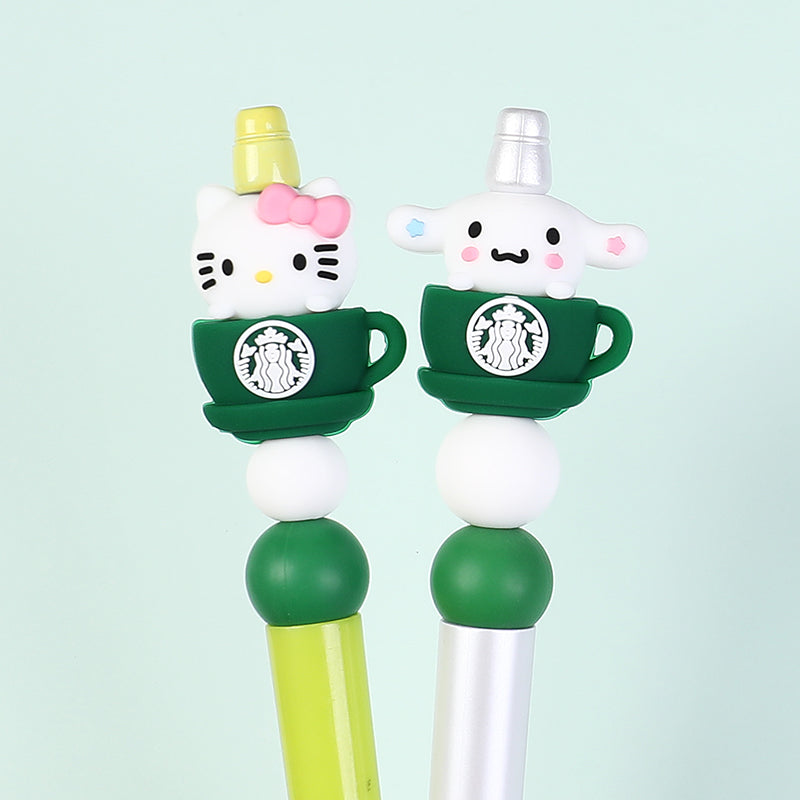 20Pcs Silicone 3D Focal Beads Coffee Cup with Cartoon Animal Faces 8