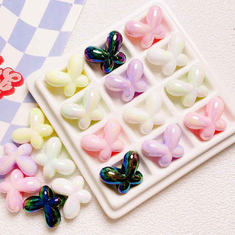 10pcs 24x18mm UV Finish Butterfly Acrylic Beads Jewelry Making 12