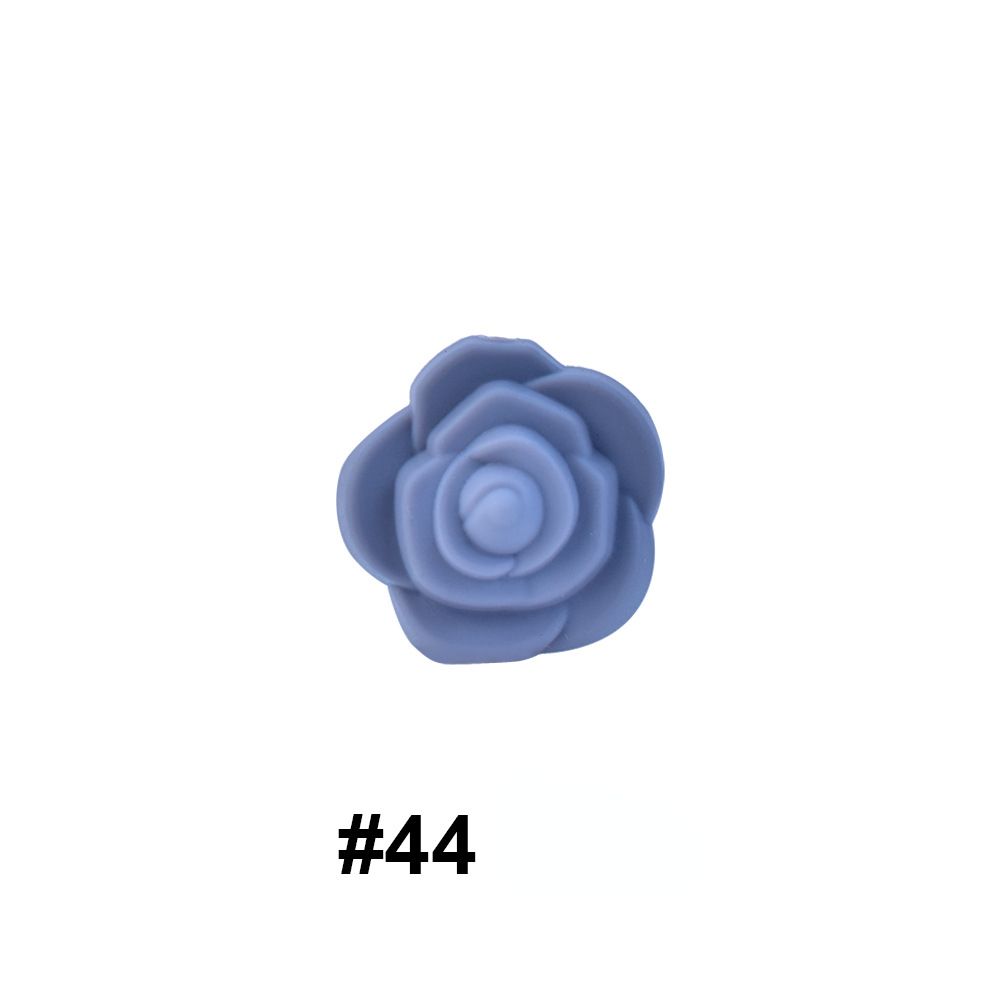 50pcs Silicone Focal Beads Rose Flower Double-Sided Design 23