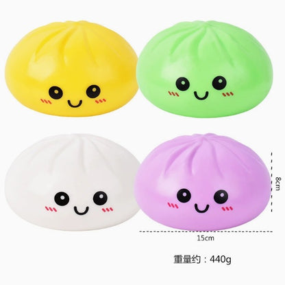 TPR Squishy Dumpling Stress Ball Cute Smiley Face Squeeze Toy for Stress Relief