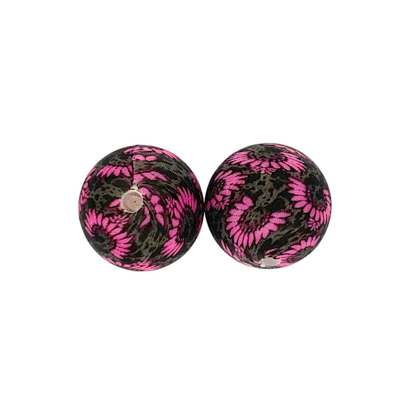50pcs 15mm Printed Silicone Beads New 5 Patterns 2