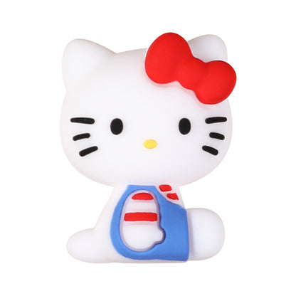 20Pcs Silicone 3D Focal Beads White Cat No Mouth Red Bow Wearing Clothes 13