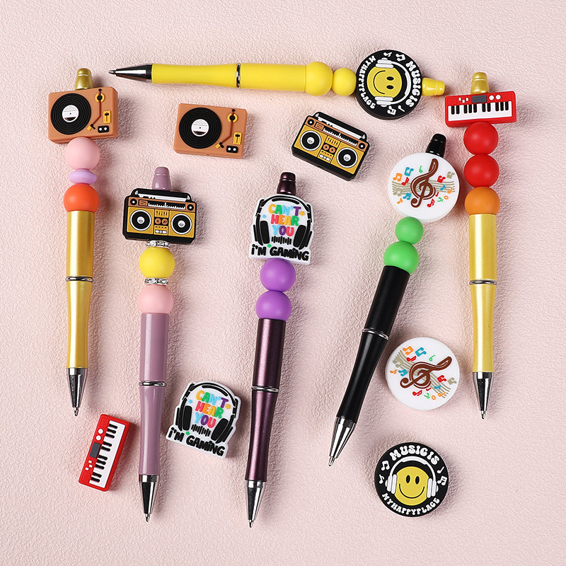 Silicone Focal Beads Music Themed Instrument Variety Set 6
