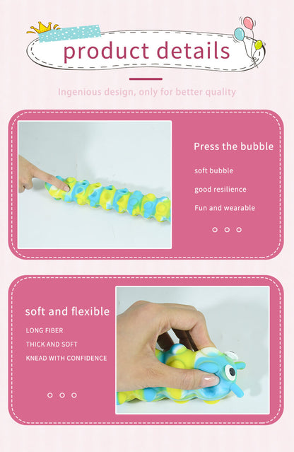 Silicone Pop It Fidget Toy 3D Caterpillar Sucker Bubble Squeeze 5