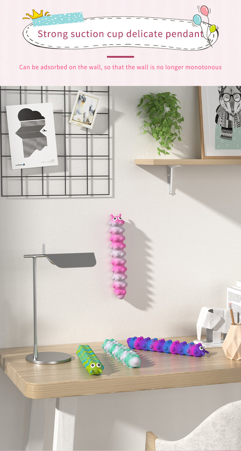 Silicone Pop It Fidget Toy 3D Caterpillar Sucker Bubble Squeeze 6